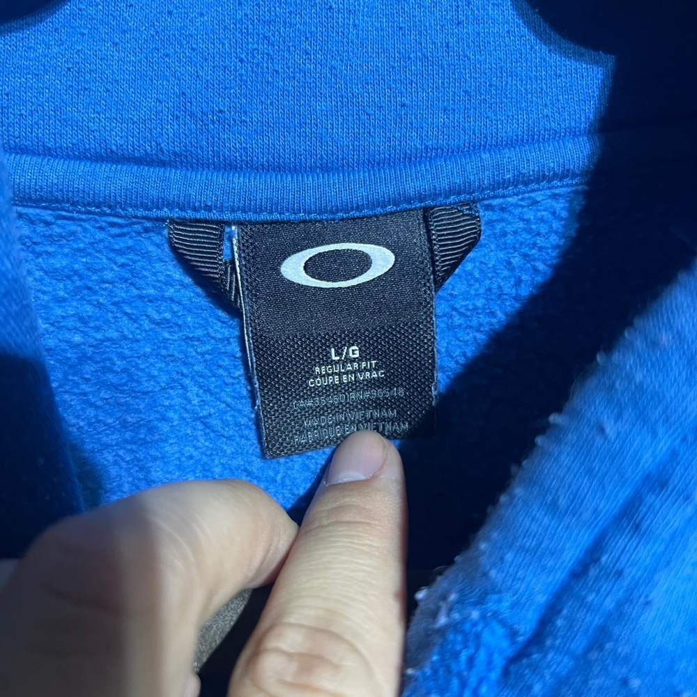 Oakley Hoodie Mens Large Blue Logo Pullover Fleece Sweatshirt Regular Fit - Picture 5 of 8